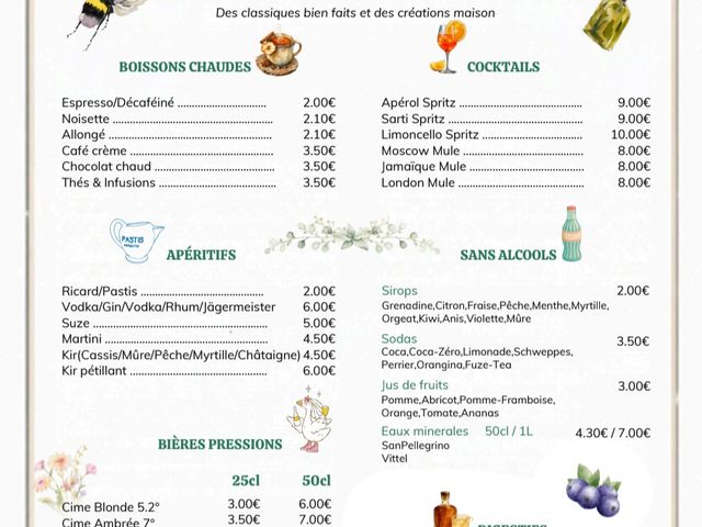 Le Mont Pelat Carte de boisson